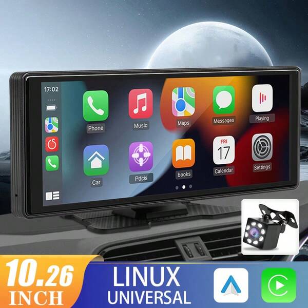 10.26 Inch Car Multimedia Video Player Wireless Carplay And Wireless Android Auto Portable Universal Car Monitor Witch Camera