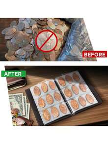 240 Pockets Coin Album - Coin Collecting Book With 10 Pages, 30x30 Mm Grid Holder For Pounds Pence Cents Dollars Nickel - Multicolor - View 5