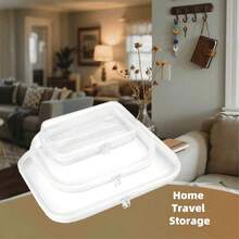 3pcs Transparent Zipper Storage Bags Set, Hard Plastic Zipper Storage Boxes, Portable Travel Organizer Containers - Multicolor - View 7