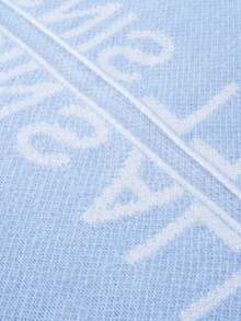 女式字母图案休闲简约日常柔软针织保暖开衫，长袖 - 藍色 - 查看 10