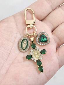 1 pieza Elegante llavero y anillo de llaves con forma de corazón de metal con circonita, regalo perfecto para amigos, maestros, novias, esposas, madres