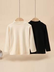 2pcs/Set Young Boys Pajamas Bear Print Long Sleeve Tops Turtleneck, Fall Outfits Underwear & Sleepwear Suit For Autumn/Winter