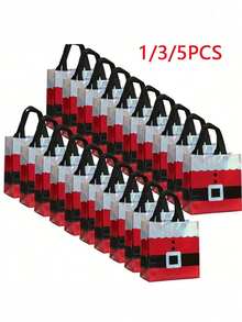 1/3/5 pièces Sac cadeau de Noël, sac non tissé, sacs cadeaux réutilisables avec poignées, sacs à main holographiques du Père Noël, convient pour les fêtes, les anniversaires, les baptêmes, les cadeaux de Noël, en vrac, pour les fournitures d'emballage de bonbons