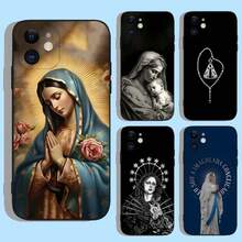 Funda de Teléfono Virgen María Virgen de Guadalupe Compatible con Apple  15,14,13,12,11,XS,XR,X,8,7,Pro,Max,Plus,mini Funda de Silicona Negra, Funda Compatible con  17, Funda  17 Pro, Funda  17 Pro Max - z3 - Ver 3