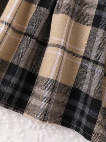 Vestido de manga larga con volantes en los hombros y lazo, a cuadros, de moda para bebé niña, para primavera/otoño - Negro - Ver 7