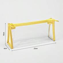 1pc PVC Transparent Triangle Pencil Case, Minimalist Back To School Student Large Capacity Zipper Storage Bag, Portable & Waterproof