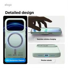 Elago High Quality Magnetic Liquid Silicone Case For IPhone 17 Pro, Compatible With MagSafe, Liquid Silicone Material, Protective Cover, Shockproof, Slim Phone, Fashion, Velvet - For Men, For Women, Luxury, Fashion, Minimalist - 薄荷 - 查看 8