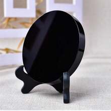 1Set Polishing Crystal Black Obsidian Divination Mirror Scrying Crystal Ornament Reiki Healing Gemstone Quartz Stone Plates Gorgeous Black Mirrors Yoga Meditation - Black - View 13