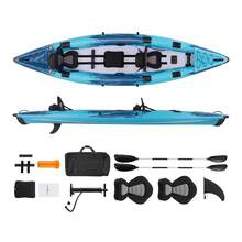 Inflatable Kayak, 2-Person Inflatable Recreational Kayak 700LBS Capacity, Leak & Puncture-Resistant With Padded Seat, PVC Drop-Stitch Floor, 2 Paddles, Hand Pump & Carry Bag For Fishing Camping - 174*46inch - View 8