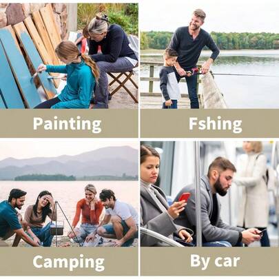 26 cm faltbarer Campingstuhl, Mini-Falthocker und tragbarer Falthocker, faltbar für Reisen, Wandern, Garten, Angeln, Grillen, Strand mit Aufbewahrungstasche (Creme-Farbe)