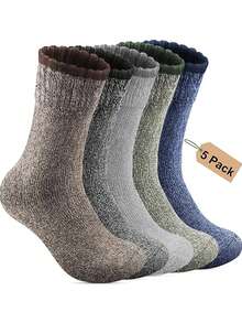 5 Packungen Merinowolle Socken - Herren Winter Warm Thermosocken für Camping und gemütliches Tragen, Weihnachtsgeschenk