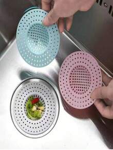 100个一次性厨房水槽垃圾过滤网 排水池水槽洗碗机沥水网 厨房水槽过滤器 浴室水槽网袋 排水收集 厨房食物垃圾收集 (颜色款式随机)
