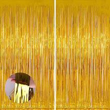 2/3/4/5 pièces Ensemble de fond de fête doré, feuille métallique, gland, rideaux en fil métallique, décoration de fête d'anniversaire, mariage, fournitures de cadeau, fond à gland convenant pour porte de fête, ruban d'anniversaire, cabine photo, décoration de fond, décoration de fête