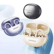 Lenovo TA410 2025 Latest Model Bluetooth Earphones, Bone Conduction Technology, Ultra-Light 2.8g Design, Suitable For Running, Gym, Yoga, Etc., IPX5 Sweatproof, 24-Hour Playback With Charging Box, Bluetooth 5.4 Gaming, HIFI Spatial Sound Effects,Bluetooth Headphones, Beige, Black, Purple​​