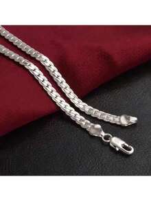 1 pieza Collar de cadena cubana de 6 mm de plata de ley 925 bañada en oro de 18 quilates para mujeres/hombres, de 16/18/20/22/24/26/30 pulgadas, joyería de moda para boda y compromiso, uso elegante diario, apariencia de lujo, regalo del Día de San Valentín