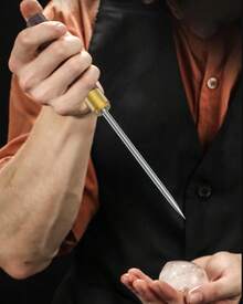 Stainless Steel Pick With Safety Cover, Pick Breaking, Non-Slip Wooden Handle Easy To Grip, 9 Inches Length (Pack Of 1)