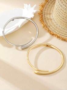 1 件抛光金属颈链，女士珠宝 - 金色 - 查看 2