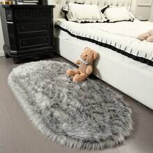 1pc Faux Fur Rug, Multiple Colors Available, 120cm Long X 60cm Wide, Non-Slip, Handwash & Machine Washable, Suitable For Autumn/Winter, Oval Shaped Carpet For Living Room, Bedroom, Bedside, Sofa, Wedding, Christmas, Fireplace, Dining Table, Outdoor Patio, Plush Soft Luxury Home Decor