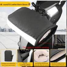 2pcs Electric Motorcycle Handlebar Covers, Warm Thickened Waterproof Windproof PU Leather Gloves, Cotton Grip Covers (2 Random Luminous Versions)