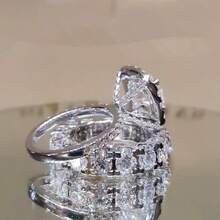 2pcs Women's Fashion Ring Set, Glamorous & Sparkling Embedded Rings, Suitable For Valentine's Day, Vacation, Commute, Date, Party, Wedding, Engagement, Gift For Wife, Girlfriend, Mother Birthday, Anniversary, New Year, All Seasons