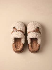 Chinelos Térmicos Confortáveis para Mulheres, Sola Grossa, Antiderrapante, Forro Térmico Quente, Adequado para Outono/Inverno, Sapatos Peludos