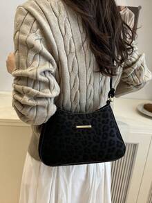 Geantă de umăr pentru femei la modă minimalistă, geantă sub braț, geantă crossbody pentru femei cu blocuri de culoare alb-negru