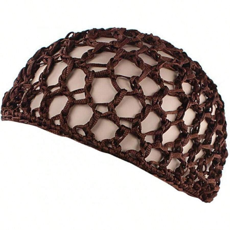 Women Soft Rayon Snood Hat Hair Net Crocheted Hair Net Mix Colorshalloween - 庫菲咖啡-2件 - 查看 1