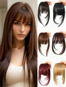 Synthetic Wig Cartoon Bangs Female Temperament Small Face Simulation Natural Forehead Broken Bangs Wig,Synthesis Wig Middle-Part Bangs Hair Extensions Clip In Forehead Natural Seamless French Oblique Bangs,Eight-Character Bangs,Women'S Fantasy Themed Wig Ideal For Daily Commuting Wear Suitable For Travel, Claw Clips, Hair Claws, Hair Slide, Hair Barrettes