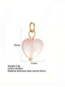 1pc Vintage Elegant Stainless Steel Natural Stone Geometric Pendant, DIY Necklace Bracelet Earring Keychain, Suitable For Christmas Gift & Daily Wear