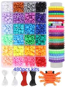 480 Stücke/1.100 Stücke/2.200 Stücke/3.400 Stücke Pony Perlen, Pony Perlen Set, einfach zu lagernde Pony Perlen im Großpackung, Freundschaftsarmband Bastelset, Perlen für Schmuckherstellung