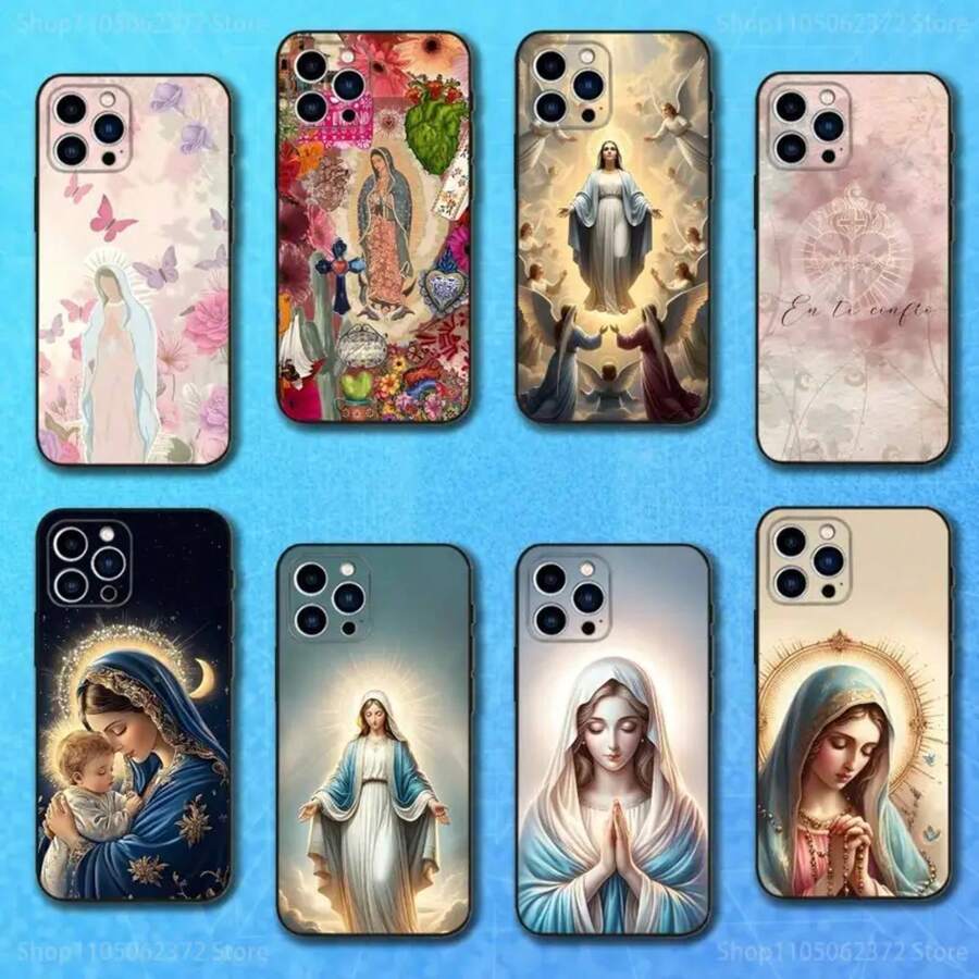 Christentum,Christentum -Hülle, VirginDeGuadalupeArtCaseFür17,16,15,14,13,12,11Plus,ProMax,XS,X,XR,SE,Mini,8,7,WeicheSilikonSchwarzeHülle - Z8 - Übersicht 1