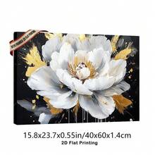 1pc Art Decor Square Canvas Wall Art With Framed Abstract Flowers Black And White Art Deco Classic Retro Style For Home Office Bathroom Living Room Bedroom Decor.Stretched And Framed Ready To Hang. - trắng - Xem 7