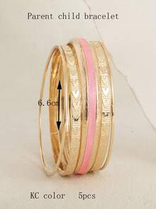 5 قطع مجموعة أساور بتصميم فريد من الشريط والقلب للبنات