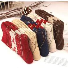 5 Paar Damen Winter Candy farbige Cartoon dicke künstliche Wolle warme gestrickte Socken