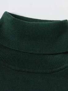 GRDR Men's Regular Shoulder Long Sleeve High Neck Sweater, Versatile For Daily Wear Knitted Pullover - Dark Green - View 7