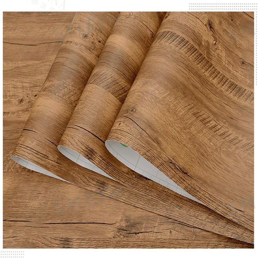 1 Roll Brown Faux Wood Wallpaper, Wood Grain Contact Paper, Peel And Stick Rustic Wood Wallpaper, Self-Adhesive, Thicker & Longer, Removable Wood Wallpaper, Suitable For Living Room, Bedroom, Dining Room, Cabin, Cupboard, Countertop, Furniture Surface, Corridor, Staircase, Bathroom, 3M/5M/6M/9M Wall Paper Wall Stickers Wall Decor Room Decor Wallpaper Stickers Wall Bedroom Decor Kitchen Decor Home Decor