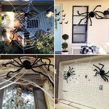 30/50/75/90/125/150/200 cm Halloween Oversized Czarne Pluszowe Pająki i Pajęczyna Szkielet Dekoracje, Nawiedzony Dom Impreza Na Zewnątrz Dekoracje, Boże Narodzenie
