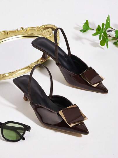 Damen 2025 neue Mode Metall Schnalle elegante spitze Zehe High Heel Pumps