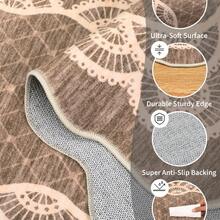 Home Decor Kitchen Area Rug Bordered Thin Carpet Non Shedding Non Slip Stain Resistant Floorcover Low Pile Printed Washable Hallway Runner Rug Soft Easy To Clean Mat Throw Rug For Bathroom Bedroom Living Room Dinning Room Laundry - Camel - View 6
