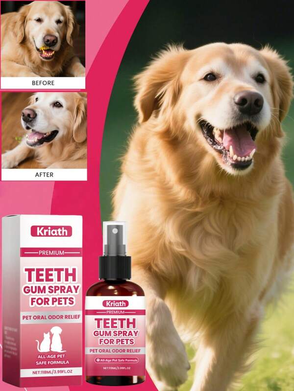 1 pieza Spray oral para mascotas para el cuidado de la higiene oral, limpieza suave, eliminación del sarro, refrescante y limpio. Spray oral para mascotas para perros, cuidado y limpieza del olor oral de las mascotas, dientes amarillos, cuidado conveniente para la limpieza de los dientes de gatos y perros, eliminación del sarro, refrescamiento del aliento, spray para el cuidado oral de las mascotas