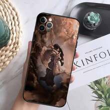 Funda de Teléfono de Pintura de Arte Renacentista Compatible con  16,15,14,13,12 Mini 11 Pro XR,X,XS,MAX 7,8 Plus Funda de Silicona Suave Negra, Funda Compatible con  17,  17 Pro,  17 Pro Max - z6 - Ver 6