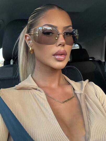 1pc Polygon Frameless Fashion Geometric Glasses For Women, Casual And Versatile, Suitable For Wearing On Various Occasions, Casual And Cute Fashion Glasses For Women