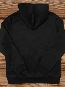 Men'S Fashionable And Casual Street Style Pullover, Black And White Ice Hockey Player Print Hooded Sweatshirt - Plush Thick Loose Style Suitable For Daily Wear And Gifts, Shipped Locally - 黑色 - 查看 2