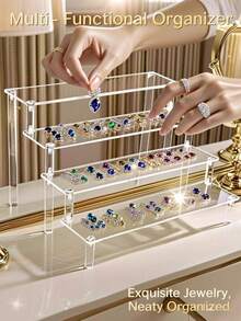 1pc Luxury Transparent Acrylic Multi-Tier Perfume Display Stand, Home Decor | Room Beauty Storage Display Rack, Home Decor. Suitable For Organizing And Storing Kitchen Accessories. - Clear - View 6
