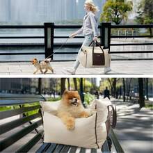 Small Dog Car Seat For Small Dogs - Soft Dog Booster Seat For Car With Storage Pocket And Clip-On Safety Leash And Thickened Memory Foam Filling, Pet Carseat Travel Carrier Bed, Grey Portable Dog Car Seat, Multi - Functional Pet Carrier, Comfortable Dog Travel Bed, Dog Car Travel Bed, Pet Travel Carrier, Dog Car Seat Bed