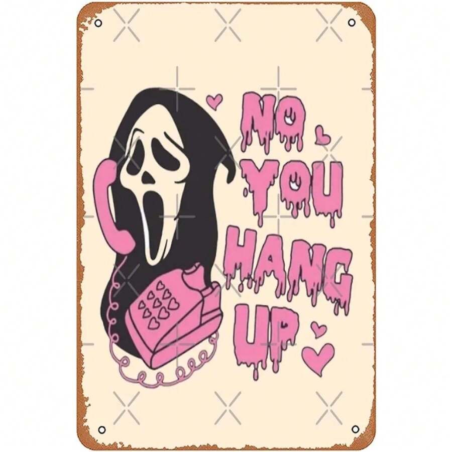 The Scream Ghostface "No You Hang Up" Metal Sign - Halloween Horror Funny Decor Ideal For Man Cave, Bar, Farm Yard, Bedroom - 多色 - 查看 1