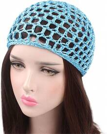 Women Soft Rayon Snood Hat Hair Net Crocheted Hair Net Mix Colorshalloween - 庫菲咖啡-2件 - 查看 2