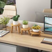 1pc DIY Handmade Apricot & Brown Bamboo Planter Pot Holder Indoor Flower Stand