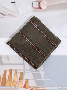 1pc Men's Fashionable Minimalist Striped Pattern Pocket Square Handkerchief, Suit Accessory Suitable For Party, Banquet, And Daily Wear