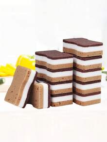 Esponja ovalada de algas marrones, esponja de doble cara de 3 capas de efecto doble de color marrón, esponja de lavado de platos de uso intensivo para la cocina, esponja de limpieza de alta densidad y color, bloque de esponja de algas marinas, adecuado para limpiar utensilios de cocina, vajilla, cocina, campana extractora, Navidad, Halloween